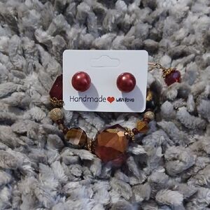 Red Beaded Jewelry Set